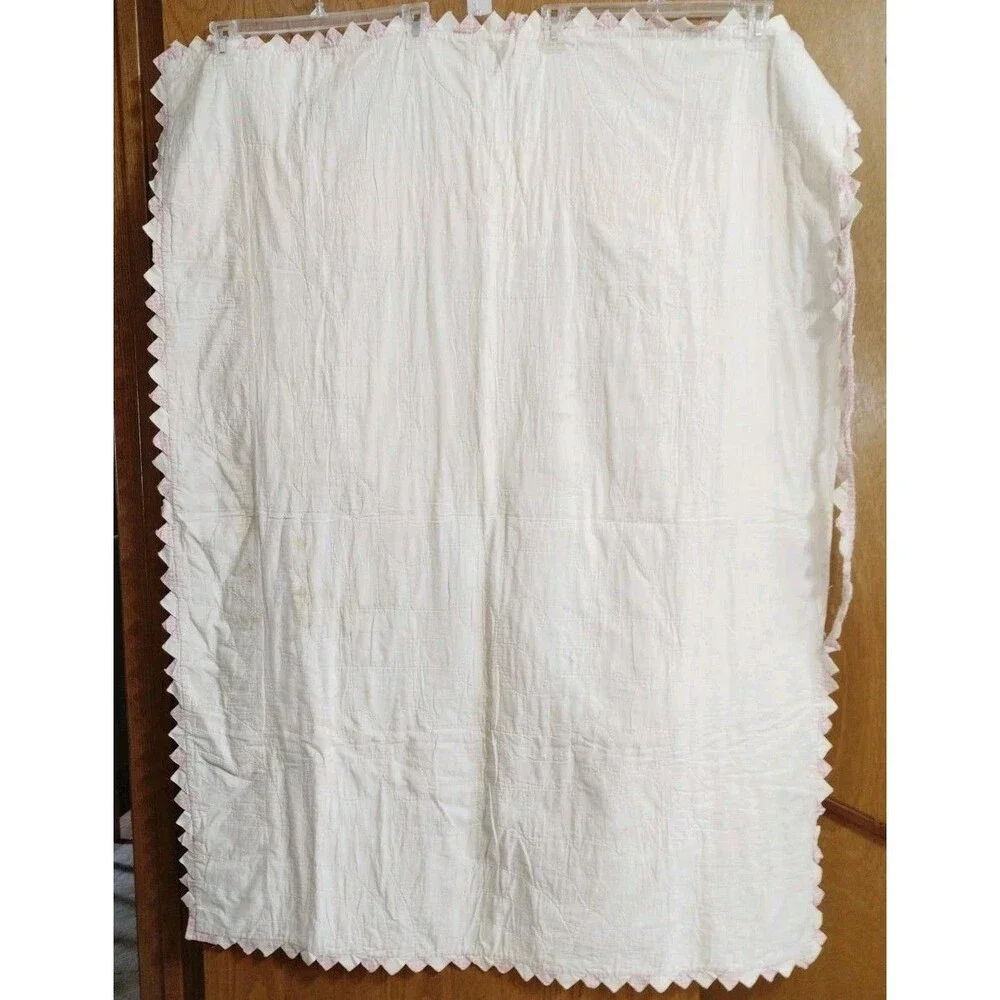 Vintage Hand Stitched Quilt Baby Blanket Farm Handmade 39
